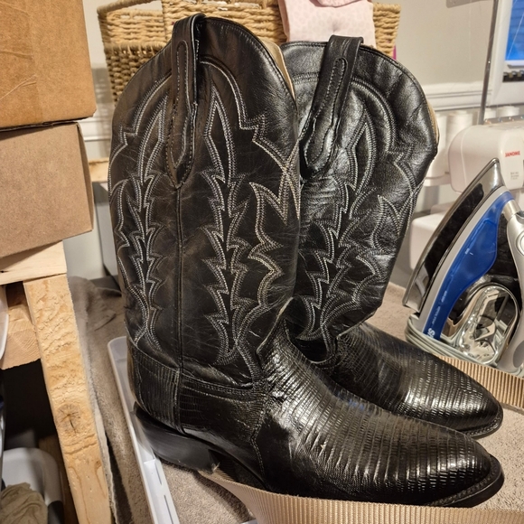 Wrangler Other - JB Dillion Black Leather Lizard Skin Boots